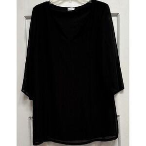 Gabriella Rocha Women's Blouse Sheer‎ Lined Black size L Tunic